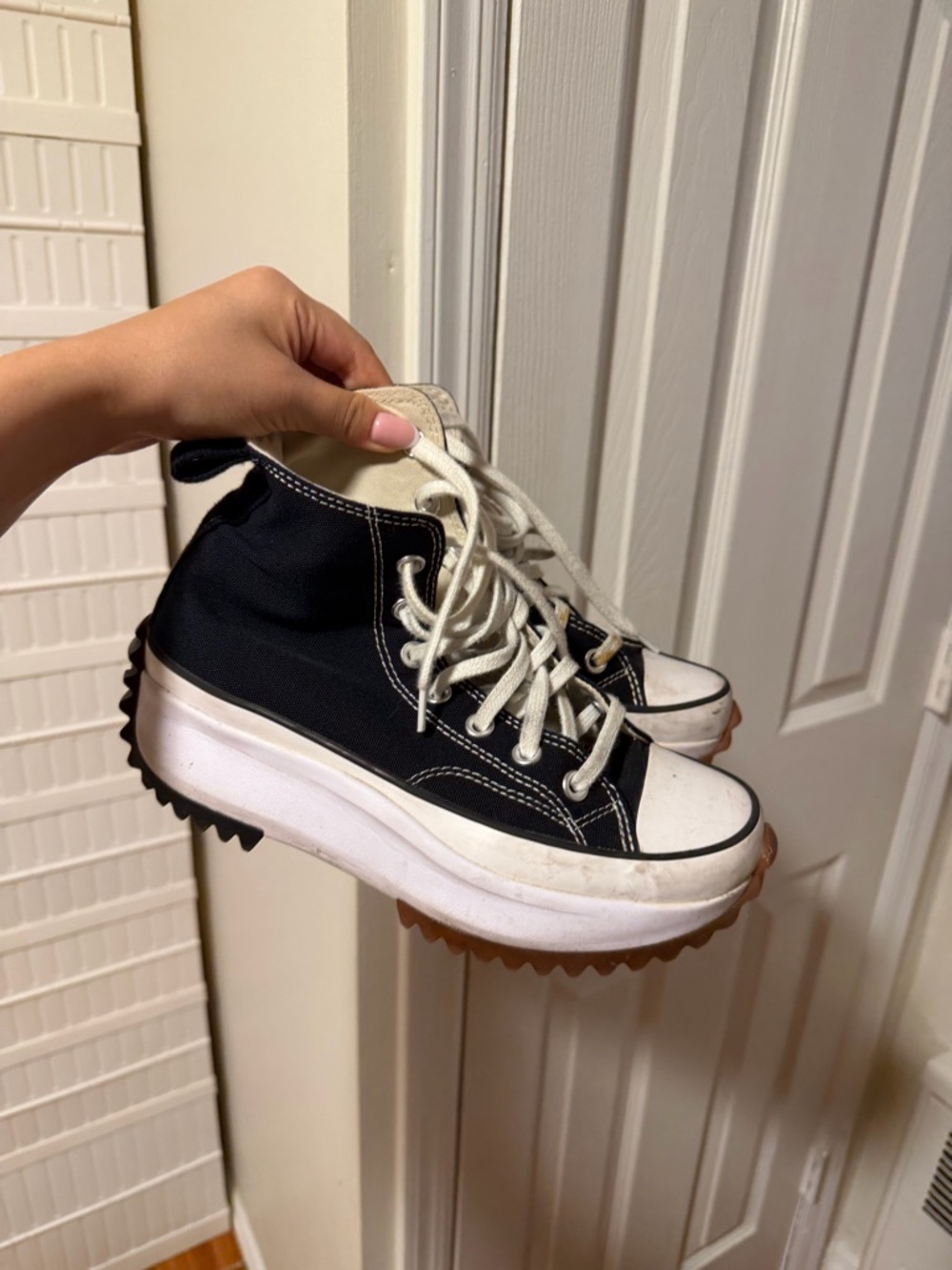 Black and White Platform High-Top Sneakers